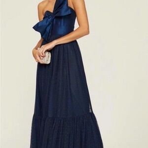 Hutch Bow Tie Midi Dress in Blue Size 4 -EUC
